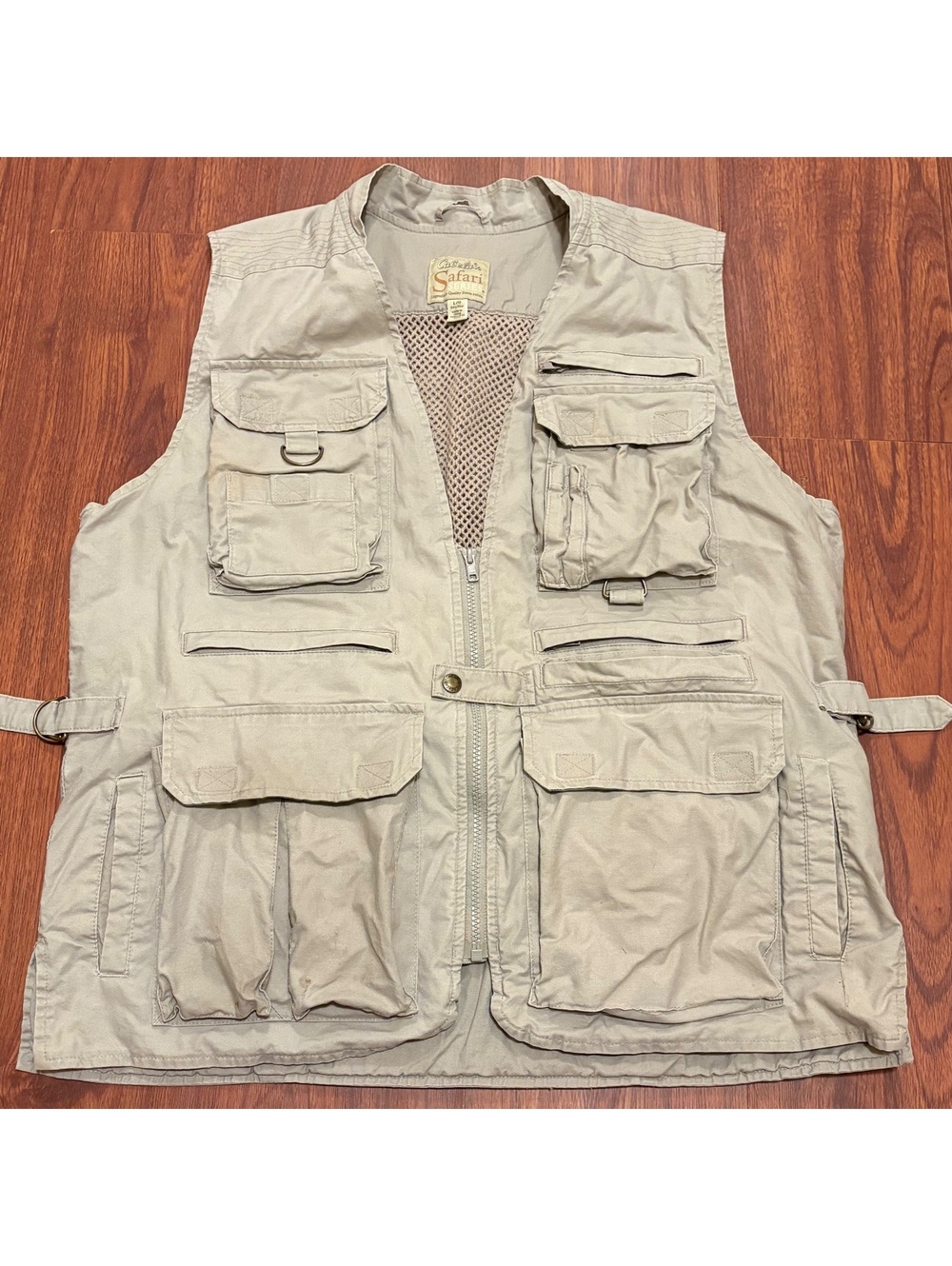 Vintage Cabela's Safari Men’s Utility Vest Large Khaki Beige